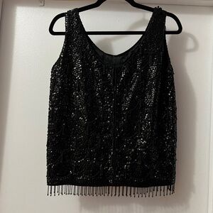 Vintage Black Sequin Top